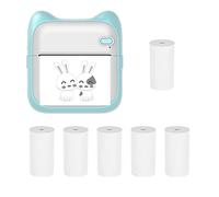 Bisofice Mini imprimante Photo Portable 203DPI sans Fil BT Imprimante Thermique de Poche Compatible avec iOS et Android, pour Travailler et étudier, Mémo, Journal, Photo Noir et Blanc - Bleu