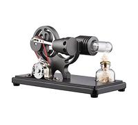 Bisofice Modèle de Moteur Stirling à Air Chaud avec Lumière LED, Conception de Volant d'inertie, Modèle d'expérimentation Scientifique, Modèle éducatif DIY pour Enseignants, Adultes, Noir