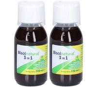 Bisolnatural 3 in 1 | Solution naturelle contre la toux grasse, sèche et le mal de gorge Sirop 2x100 ml