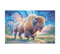 Bison américain 1000 Pieces Casse-tête Débutant en Carton Épais Facile Apprentissage Loisir Créatif Activité Manuelle Décoration Murale Cadeau Saint Valentin 1000 PCS/75x50cm