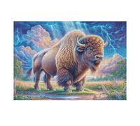 Bison américain 300 Pieces Casse-tête Amateur d'art en Carton Haute Qualité Très Difficile Niveau Expert Décoration Murale Cadeau Noël Qualité Premium 300 PCS/40x28cm