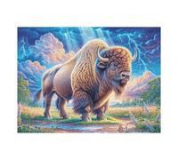 Bison américain 500 Pieces Casse-tête Débutant en Carton Anti-Déchirure Facile Apprentissage Loisir Créatif Décoration Murale Petit Prix Pas Cher 500 PCS/52×38cm