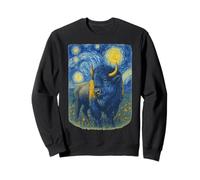 Bison American Buffalo Van Gogh Starry Night Sweatshirt