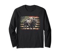 Bison Camo USA Flag T-Shirt - Chasse au Buffle Patriotique Manche Longue