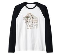 Bison Camo USA Flag T-Shirt - Chasse au Buffle Patriotique Manche Raglan