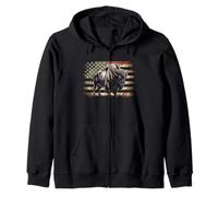 Bison Camo USA Flag T-Shirt - Chasse au Buffle Patriotique Sweat à Capuche