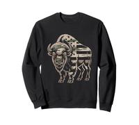 Bison Camo USA Flag T-Shirt - Chasse au Buffle Patriotique Sweatshirt