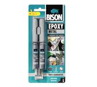 Bison - Colle époxy métal bi-composant 24ml couleur métallisée