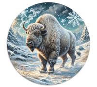 Bison d'Amérique 1000 Pièces Animal Puzzle Circulaire Jeu Éducatif Défi De l'art De La Décoration Moderne Adultes Enfants 1000pcs (67.5x67.5cm)