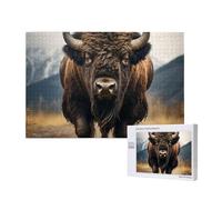 Bison d'Amérique du Nord,Puzzle Familial en Bois de 1 000 pièces pour Adultes et Adolescents, décoration d'intérieur