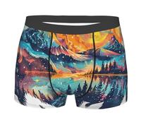 Bison D'Amérique Montagnes Bois Silhouette Cosmique Abstrait Homme sous-Vêtements Ajustés Caleçon Stretch Trunks pour Loisirs Sport Travail S