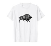 Bison de Buffle Sauvage en Plein air T-Shirt Graphique avec Valeur, Homme, Blanc, M