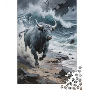 Bison d'europe Océan Vagues Puzzle 1000 Pièces, Puzzle en Bois, Adultes Et Enfants À Partir De 14 Ans, Jouet Défi, Art De Mur Moderne, Cadeau Unique 1000pcs (75x50cm)