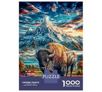 Bison d'europe Puzzle 1000 Pièces, Difficile Puzzles pour Adults Enfant, Jeu De Défi Intellectuel 52x38cm/1000pcs
