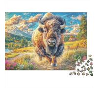 Bison d'europe Puzzle 1000 Pièces pour Adultes Et Enfants, Difficile Puzzles, Activité Familiale Captivante,Jeu De Défi Intellectuel 38x26cm/1000pcs