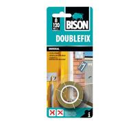 Bison Doublefix Ruban adhésif double face universel ultra résistant 1,5 m x 19 mm