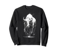 Bison Forest Animal Nature Wild Motif Animal Sauvage Dessin pour Homme Sweatshirt