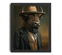 Bison In A Suit Art Print Vintage Animal Wall Art Contemporary Animal Artwork A0 Poster on Canvas - Décoration murale inspirante et motivante pour la vie quotidienne Citation encourageante de phrases