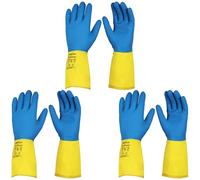 BISON LIFE Lot de 3 paires de gants en néoprène résistants aux produits chimiques - Gants de protection industriels réutilisables de 20 mm avec poignée en diamant, pour travail de laboratoire