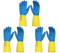 Bison Life UltiChem Gants en néoprène de 33 cm - 20 mm à double trempage - Gants résistants aux produits chimiques, bleu et jaune, floqué avec grip en diamant, parfaits pour le travail de laboratoire