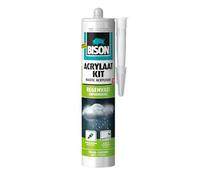 Bison Mastic acrylique Tube blanc résistant à la pluie 300 ml - Mastic d'étanchéité pour sceller les coutures, les fissures et les fissures, peut être peint