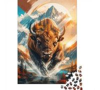 Bison Montagne Forêt 1000 Pièces Mini Puzzle pour Adultes Jeu De Défi | 70x50cm Carton Amateurs De Puzzle Entraînement Cérébral Puzzle Fait Main Cadeau D'anniversaire Décor Salon