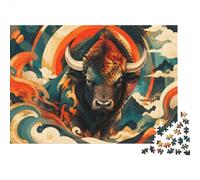 Bison Montagne Nuage 1000 Pièces Mini Puzzle pour Adolescents Relaxant | 38x26cm Carton Déco Salon Découpe Précise Cadeau Ami Détente