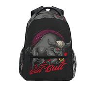Bison Noir Animal Sauvage Taureau Cartable Sac à Dos Ecole étudiant Scolaire d'ordinateur pour Voyage Ados Filles Garçons Enfant