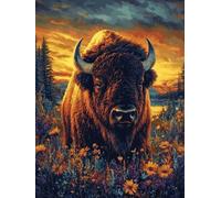 Bison Peinture Diamant Painting Kit Complet, Diamond Painting Enfant Fleurs, Loisirs Creatif Cadeaux Activité Manuelle Adulte, 5D DIY Broderie Kit Point de Croix pour Murale Décor 40x50cm SY1-215