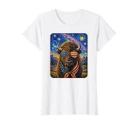 Bison Portant des Lunettes Drapeau américain T-Shirt Graphique avec Valeur