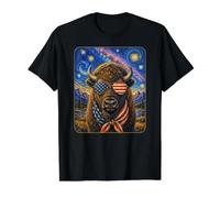 Bison Portant des Lunettes Drapeau américain T-Shirt Graphique avec Valeur