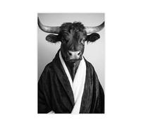 Bison portant un peignoir _ Art mural amusant pour salle de bain _ Jolie décoration de buanderie _ Animaux rétro dans la salle de bain _ Imprimé bison mignon _ Ai Art-1_1