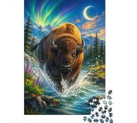 Bison Rivière Montagne 1000 Pièces Mini Puzzle pour Adultes | 52x38cm Carton, Décoration de chambre, Coupe précise, Cadeau de rassemblement, Formation de concentration
