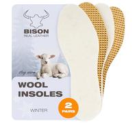 BISON Semelles en laine d'agneau - 2 paires de semelles d'hiver extra-épaisses avec aluminium et coutures renforcées - Semelles confortables et antidérapantes pour hommes et femmes - Taille 40