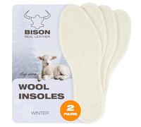 BISON Semelles en laine d'agneau - 2 paires de semelles d'hiver extra-épaisses avec coutures renforcées - semelles confortables et antidérapantes pour hommes et femmes - Taille 36