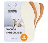 BISON Semelles en laine d'agneau - 2 paires de semelles d'hiver extra-épaisses avec liège et coutures renforcées - Semelles confortables et antidérapantes pour hommes et femmes - Taille 43