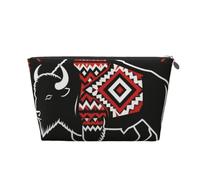 Bison Totem Art Trousse de maquillage de voyage en cuir étanche