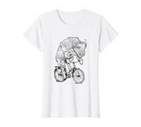 Bison Vélo d'équitation en Forme d'animal T-Shirt Graphique avec Valeur, Femme, Blanc, S