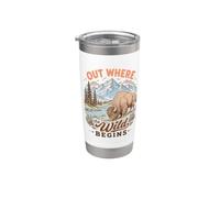 Bison Wilderness Outdoor Adventure Nature Lover Mountains Gobelet isotherme en acier inoxydable double paroi