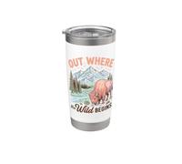 Bison Wilderness Outdoor Adventure Nature Lover Mountains Gobelet isotherme en acier inoxydable double paroi
