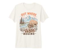 Bison Wilderness Outdoor Adventure Nature Lover Mountains T-Shirt Haut de Gamme