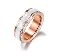 BISONBLUE Bague Femme Bagues Cadeaux femmes Accessoires de mode Bague Classique En Céramique Blanche Et Noire, Anneaux En Cristal Cz Pour Femmes 9 R18056R