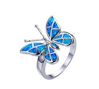 BISONBLUE Bagues Femmes Rings Homme Cadeaux Mignon Papillon Animal Design Bague Bague Pour Femmes Accessoires Bohème Déclaration Fille Cadeau 6 Bleu