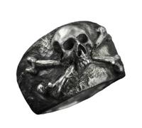 BISONBLUE Bagues Homme Bague Femme Rings Cadeaux Bague Crâne De Pirate Vintage Bagues De Motard Pour Hommes 8