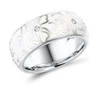 BISONBLUE Bagues Homme Bague Femme Rings Cadeaux Bague En Céramique Rétro Faite À La Main Pour Femmes, Bague En Porcelaine À Fleurs Blanches Élégantes, Fête 8