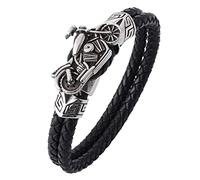 BISONBLUE Bracelet Bracelets Homme Cadeau Bracelet en Cuir Tressé Classique Moto Mens Punkrock Cadeau De Fête