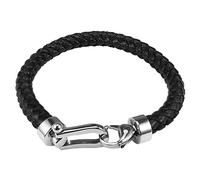 BISONBLUE Bracelet Bracelets Homme Cadeau Mode Fer À Cheval Forme Charme Simple Bracelet en Cuir Punk Bracelet Main Bracelet Cadeau Fer À Cheval-Noir