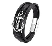 BISONBLUE Bracelet Bracelets Homme Cadeau Nouveau Punk Anchor Bracelet Mens Bracelet en Cuir Boucle Business Casual Accessoires
