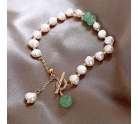 BISONBLUE Bracelet Femme Bracelets Bracelet De Perles Baroques D'Eau Douce Naturelle Pour Femmes Filles Perles Vertes Femmes Bracelets Mode Or