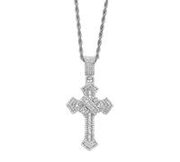BISONBLUE Collier Chaîne Homme Bijoux Hip Hop Femme Pendentif Sport Collier Hip Hop 3D Plein Diamant Croix Pendentif Collier Personnalisé Discothèque À La Mode Croix Pendentif Collier S2